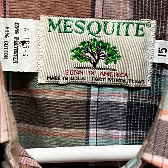 Vintage Mesquite Western Plaid Short Sleeve Shirt Mens Size 15 Cowboy - Picture 4 of 5